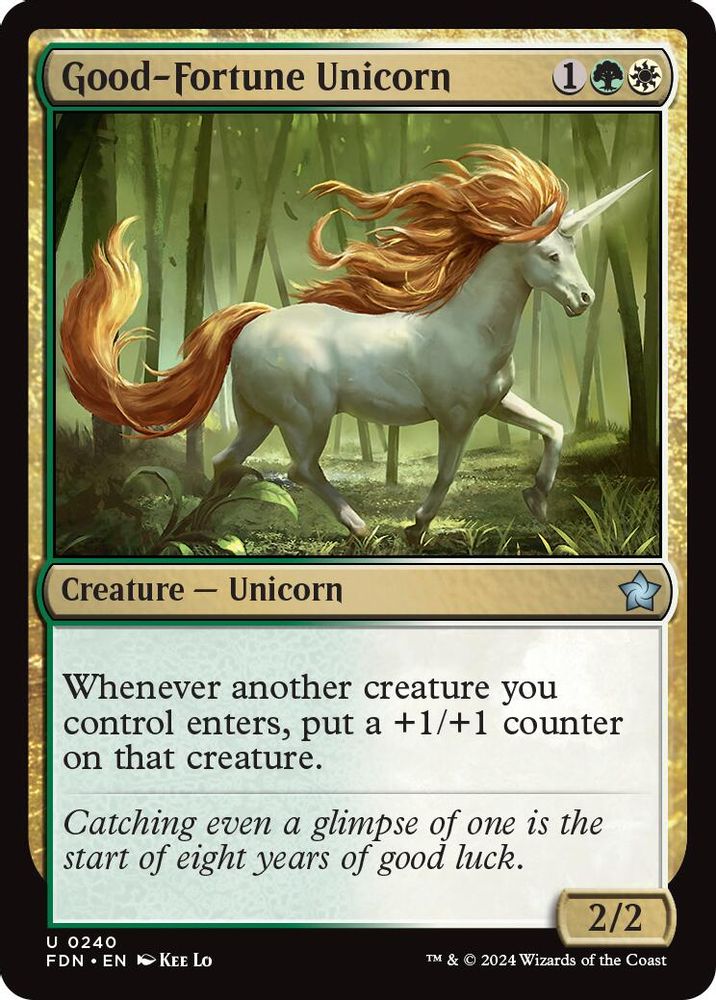 2024 Magic: The Gathering: Foundations (FDN) - Good Fortune Unicorn (#240, Uncommon)