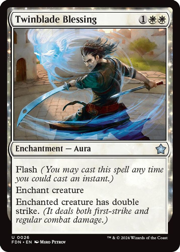 2024 Magic: The Gathering: Foundations (FDN) - Twinblade Blessing (#26, Uncommon) (, Near Mint)