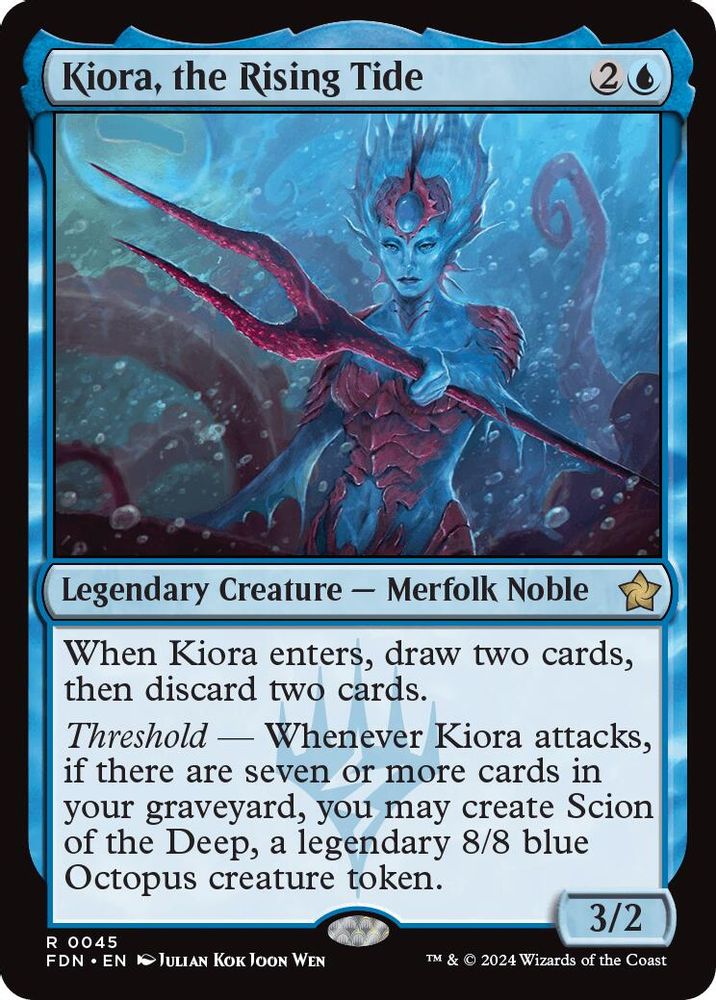 2024 Magic: The Gathering: Foundations (FDN) - Kiora the Rising Tide (#45, Rare) (Foil, Near Mint)
