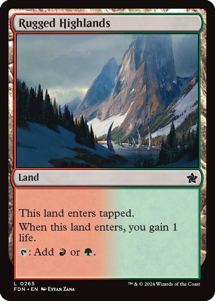 2024 Magic: The Gathering: Foundations (FDN) - Rugged Highlands (#265, Land) (, Near Mint)