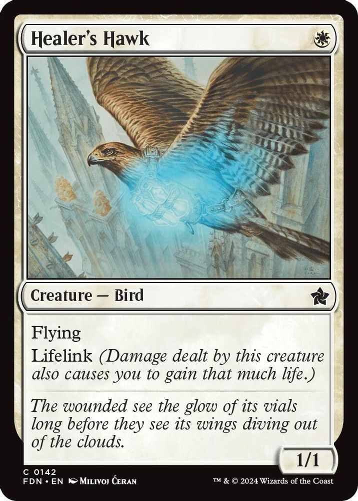 2024 Magic: The Gathering: Foundations (FDN) - Healers Hawk 0142 (#142, Common) (, Near Mint)