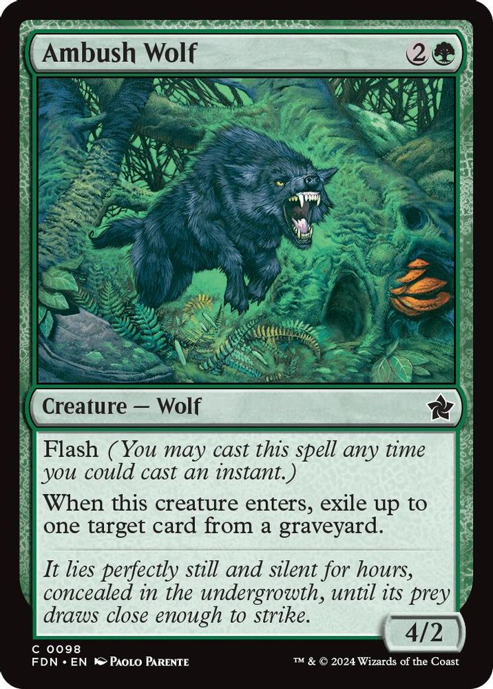 2024 Magic: The Gathering: Foundations (FDN) - Ambush Wolf (#98, Common)