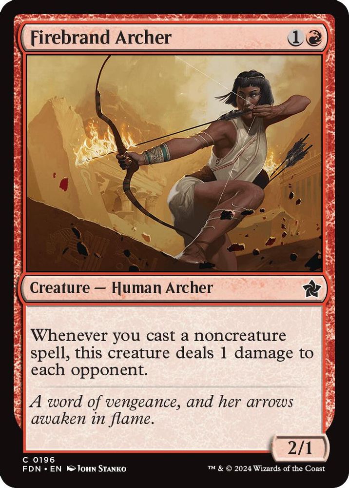 2024 Magic: The Gathering: Foundations (FDN) - Firebrand Archer (#196, Common) (, Near Mint)