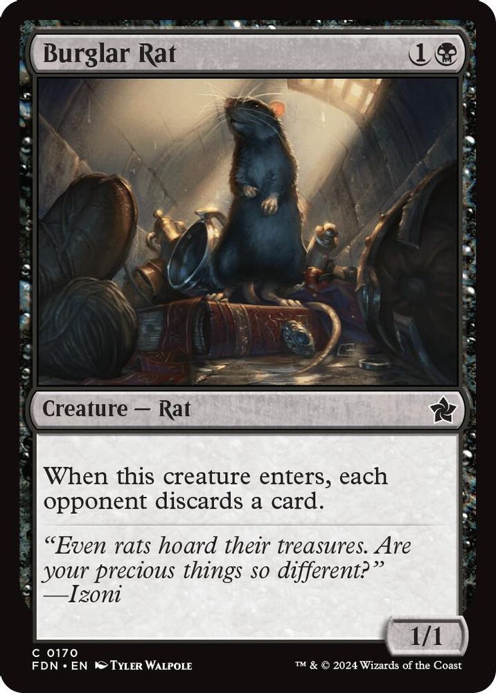 2024 Magic: The Gathering: Foundations (FDN) - Burglar Rat (#170, Common)