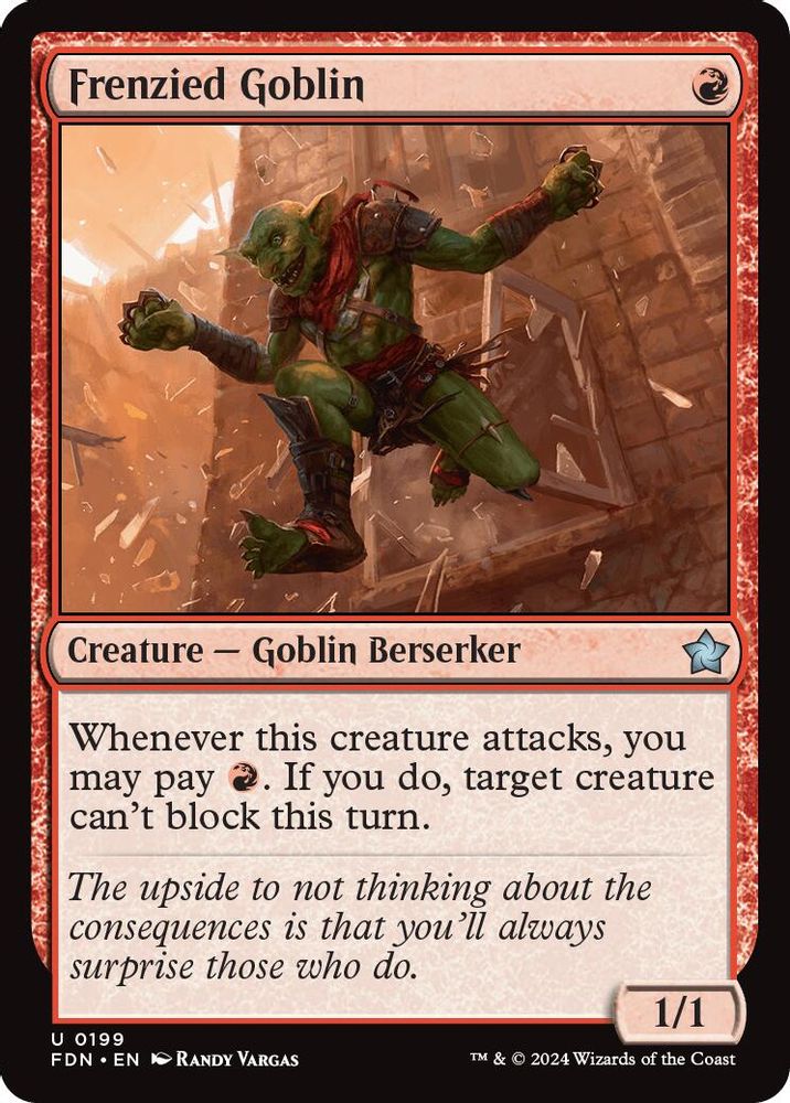 2024 Magic: The Gathering: Foundations (FDN) - Frenzied Goblin (#199, Uncommon)