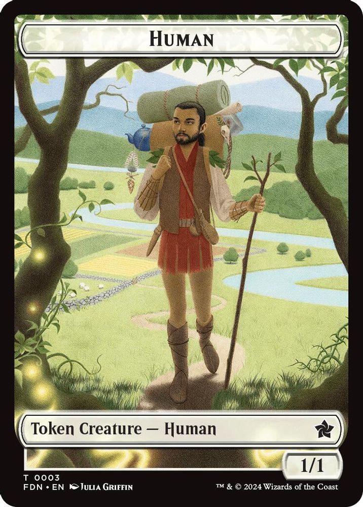 2024 Magic: The Gathering: Foundations (FDN) - Human Knight Double Sided Token (#3 // 4, T) (, Near Mint)
