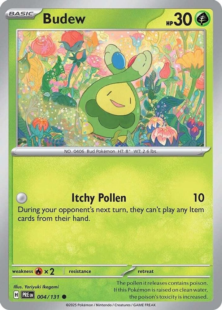 2025 Pokemon: SV: Prismatic Evolutions (PRE) - Budew (#004/131, Common) (Reverse Holofoil, Near Mint)