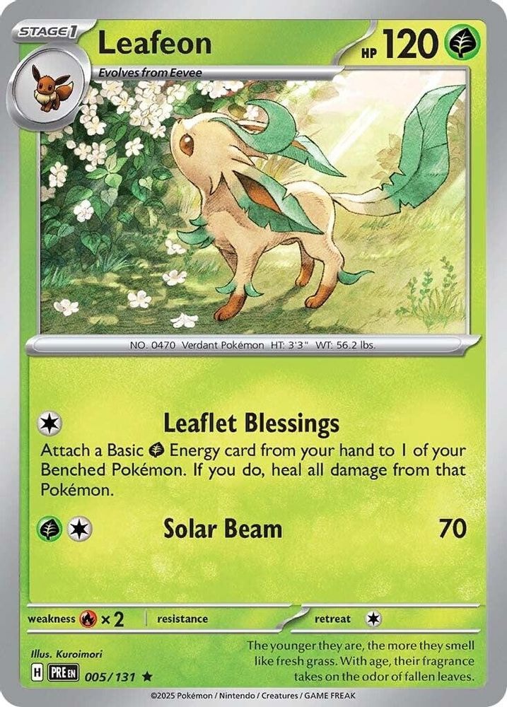 2025 Pokemon: SV: Prismatic Evolutions (PRE) - Leafeon (#005/131, Rare)