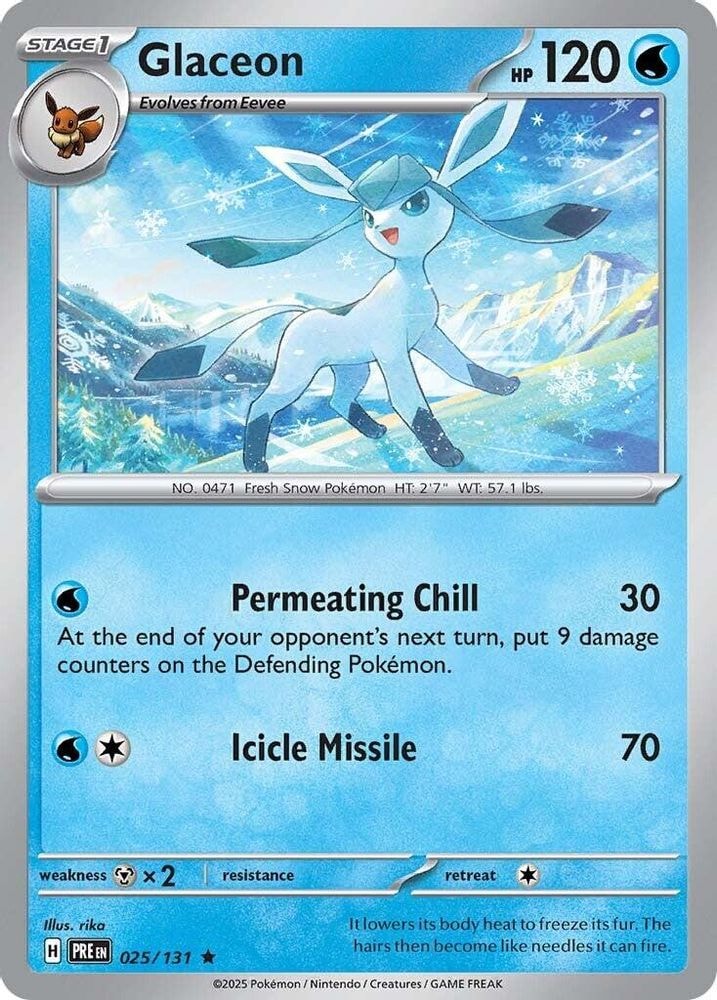 2025 Pokemon: SV: Prismatic Evolutions (PRE) - Glaceon (#025/131, Rare) (Holofoil, Near Mint)