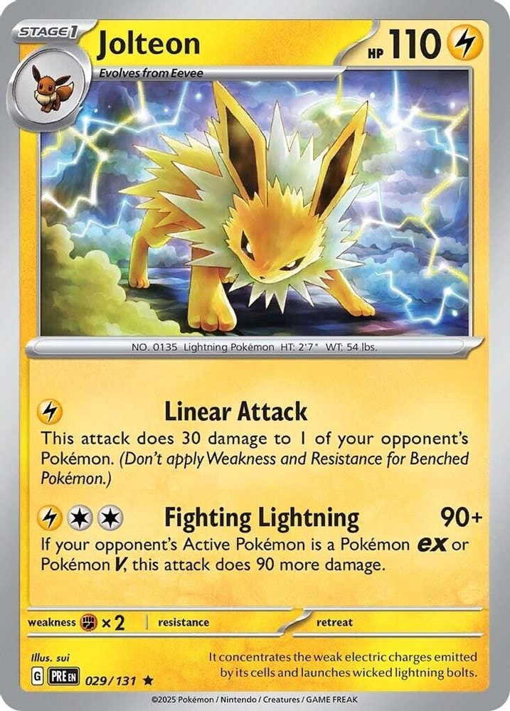 2025 Pokemon: SV: Prismatic Evolutions (PRE) - Jolteon (#029/131, Rare) (Holofoil, Near Mint)