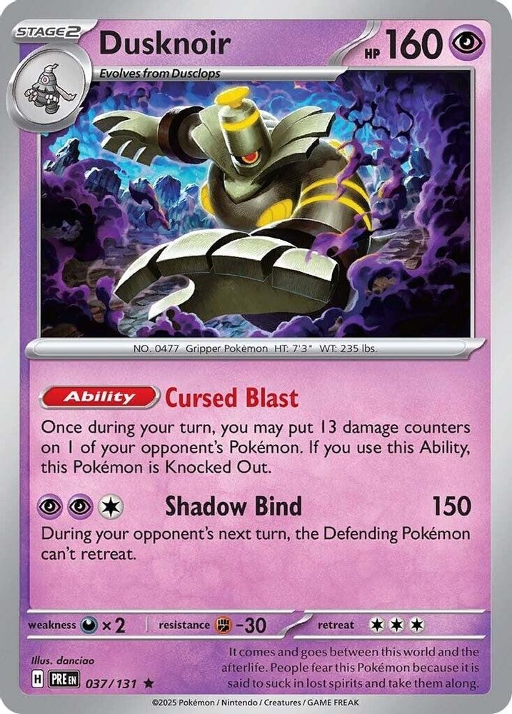2025 Pokemon: SV: Prismatic Evolutions (PRE) - Dusknoir (#037/131, Rare)