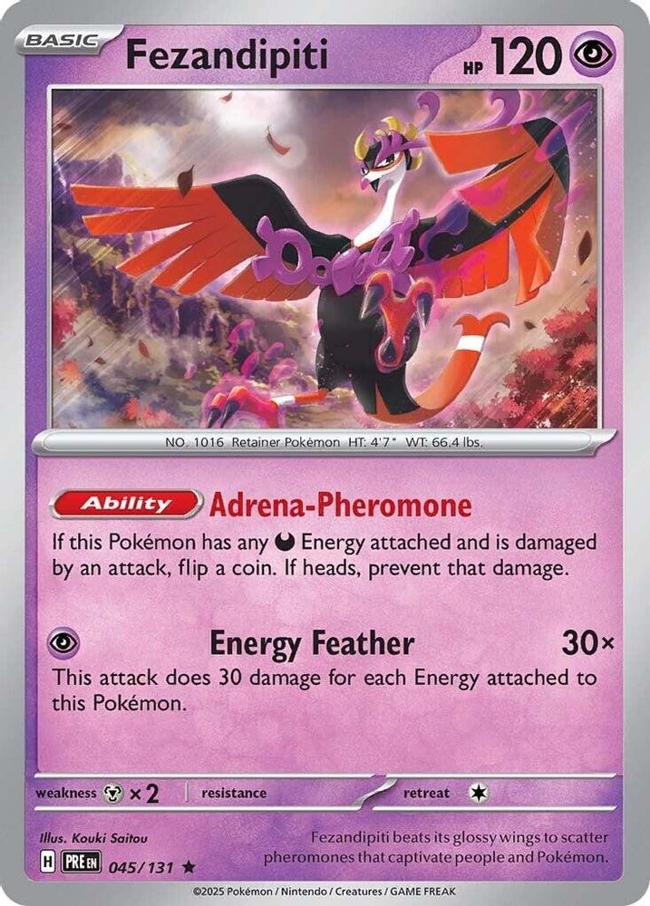 2025 Pokemon: SV: Prismatic Evolutions (PRE) - Fezandipiti (#045/131, Rare) (Holofoil, Near Mint)