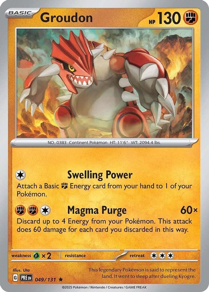 2025 Pokemon: SV: Prismatic Evolutions (PRE) - Groudon (#049/131, Rare) (Reverse Holofoil, Near Mint)