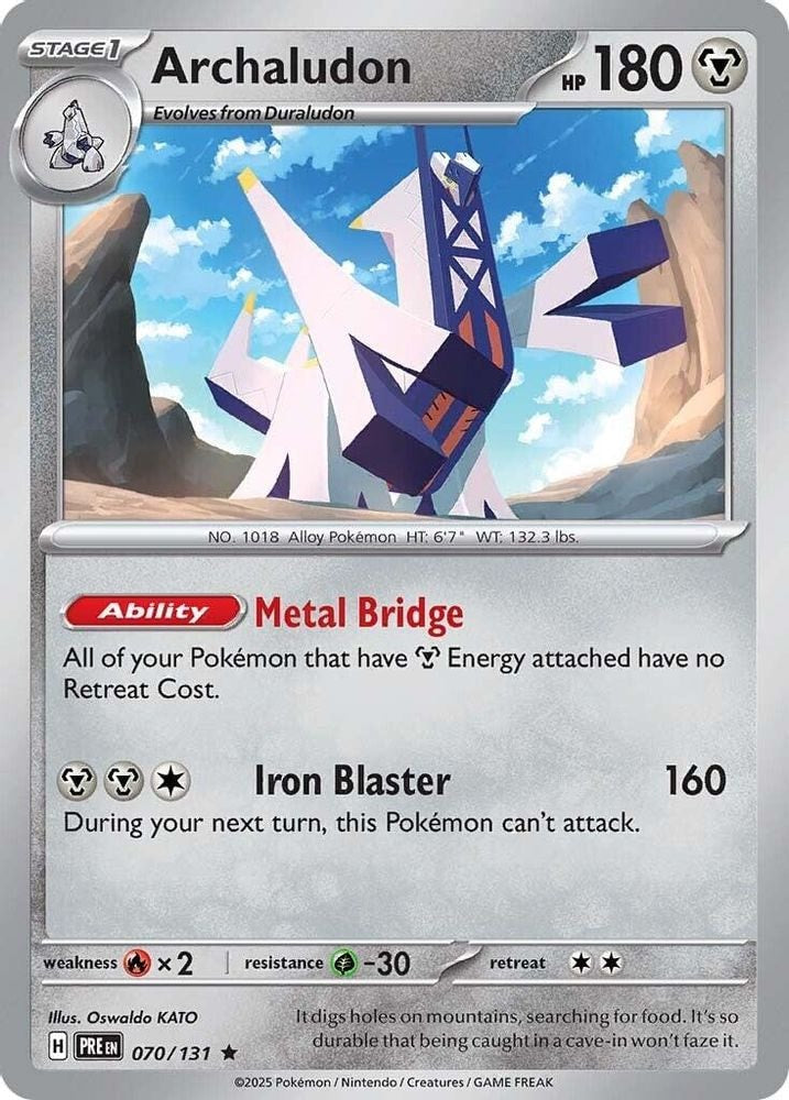 2025 Pokemon: SV: Prismatic Evolutions (PRE) - Archaludon (#070/131, Rare) (Holofoil, Near Mint)