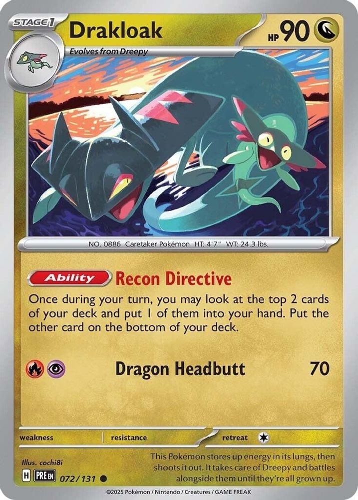 2025 Pokemon: SV: Prismatic Evolutions (PRE) - Drakloak (#072/131, Common) (Reverse Holofoil, Near Mint)