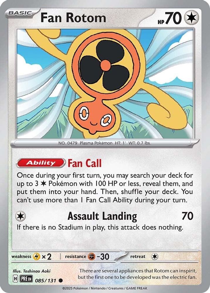 2025 Pokemon: SV: Prismatic Evolutions (PRE) - Fan Rotom (#085/131, Common) (Reverse Holofoil, Near Mint)