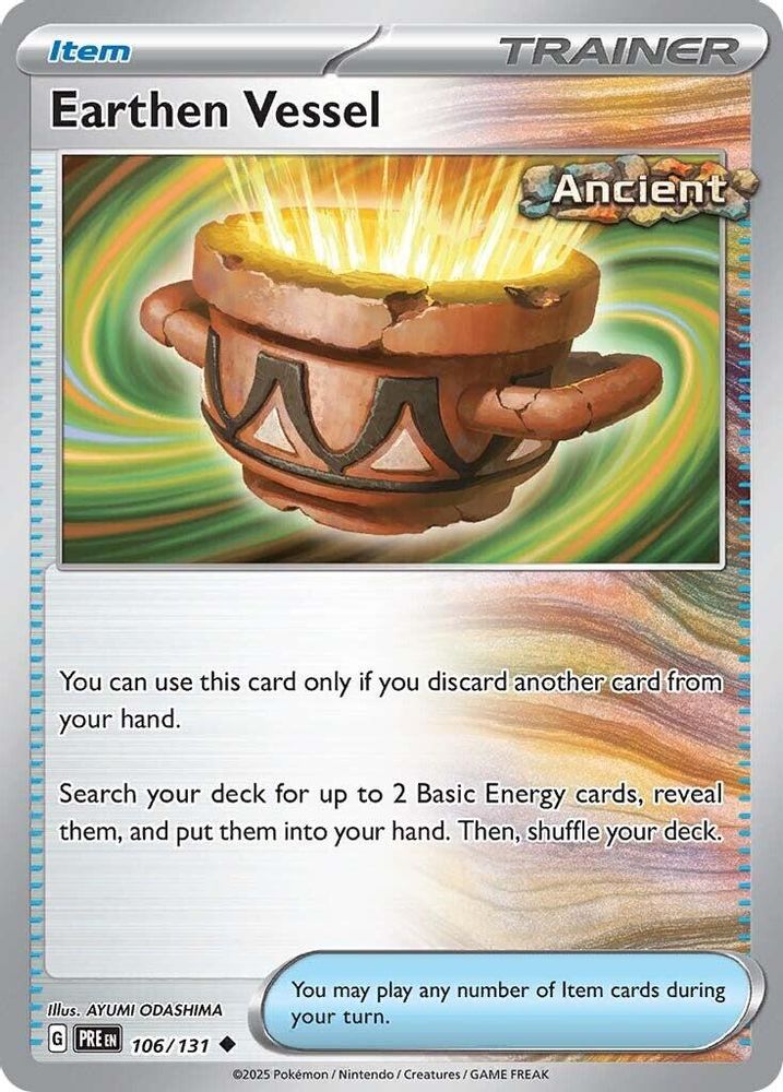 2025 Pokemon: SV: Prismatic Evolutions (PRE) - Earthen Vessel (#106/131, Uncommon) (Reverse Holofoil, Near Mint)