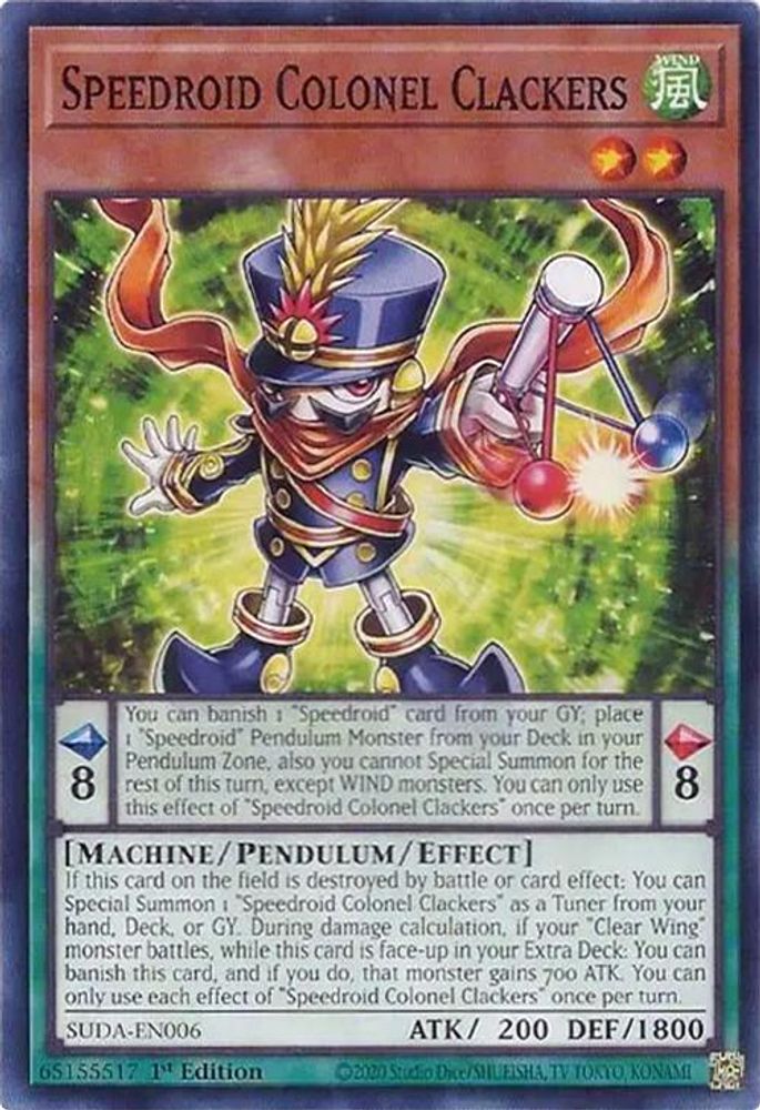 2025 YuGiOh: Supreme Darkness (SUDA) - Speedroid Colonel Clackers (#SUDA-EN006, Common) (1st Edition, Near Mint)