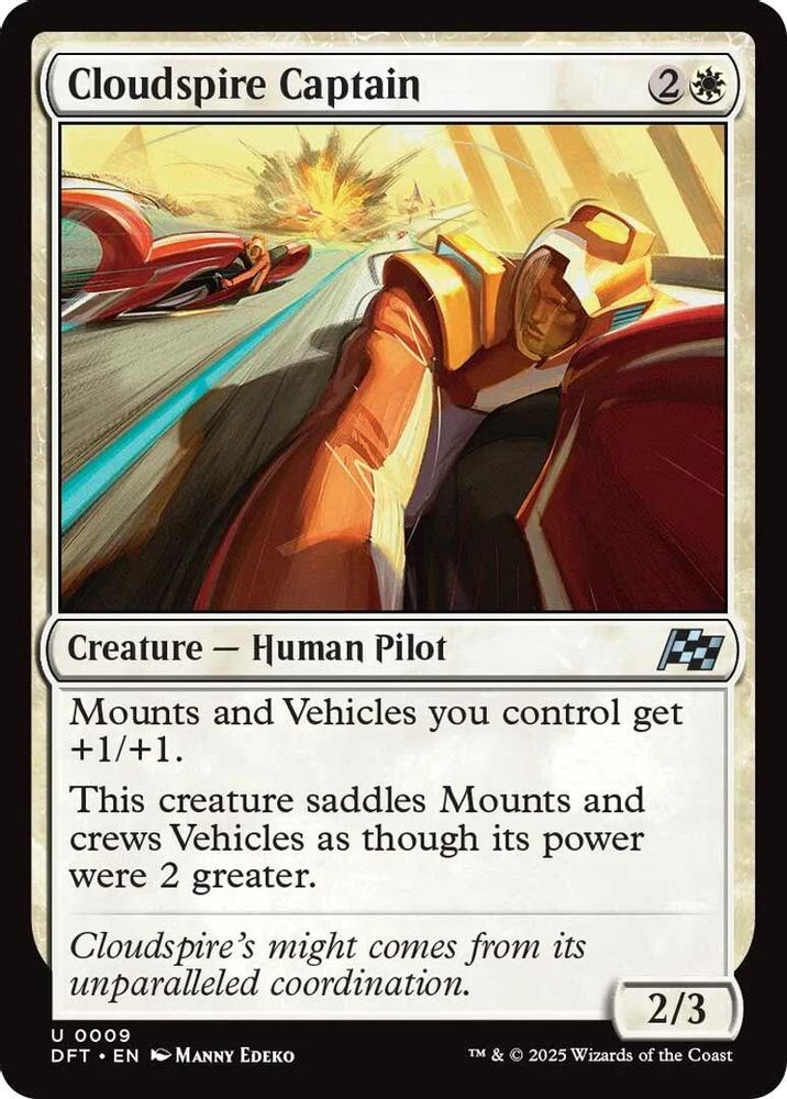 2025 Magic: The Gathering: Aetherdrift (DFT) - Cloudspire Captain (#9, Uncommon)