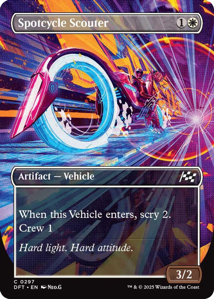 2025 Magic: The Gathering: Aetherdrift (DFT) - Spotcycle Scouter Borderless (#297, Common)