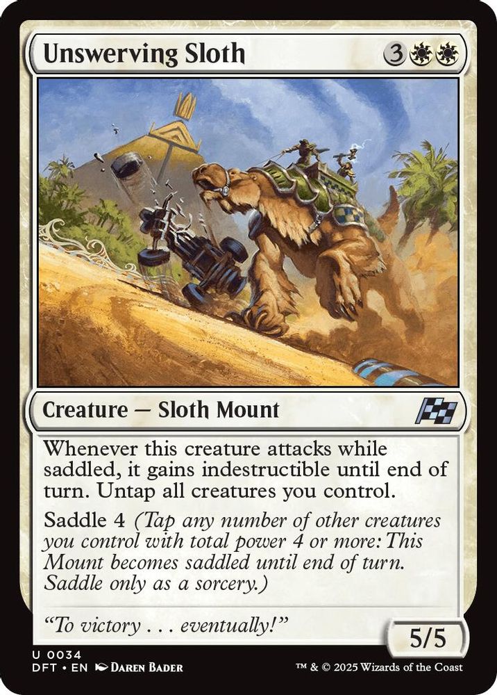 2025 Magic: The Gathering: Aetherdrift (DFT) - Unswerving Sloth (#34, Uncommon)