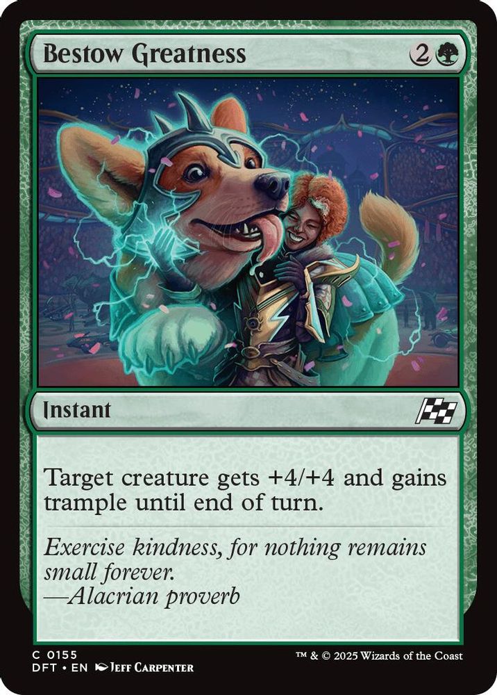 2025 Magic: The Gathering: Aetherdrift (DFT) - Bestow Greatness (#155, Common)