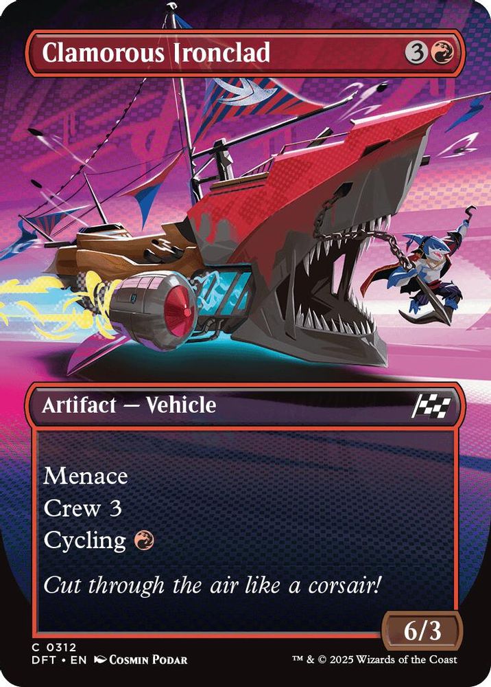 2025 Magic: The Gathering: Aetherdrift (DFT) - Clamorous Ironclad Borderless (#312, Common)