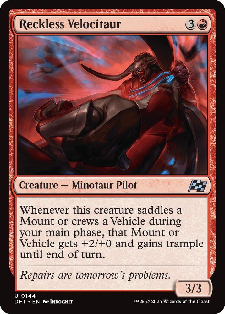 2025 Magic: The Gathering: Aetherdrift (DFT) - Reckless Velocitaur (#144, Uncommon) (, Near Mint)