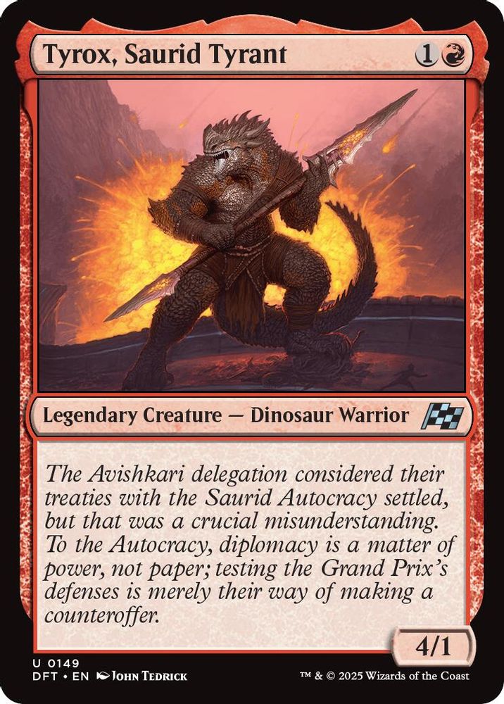 2025 Magic: The Gathering: Aetherdrift (DFT) - Tyrox Saurid Tyrant (#149, Uncommon)