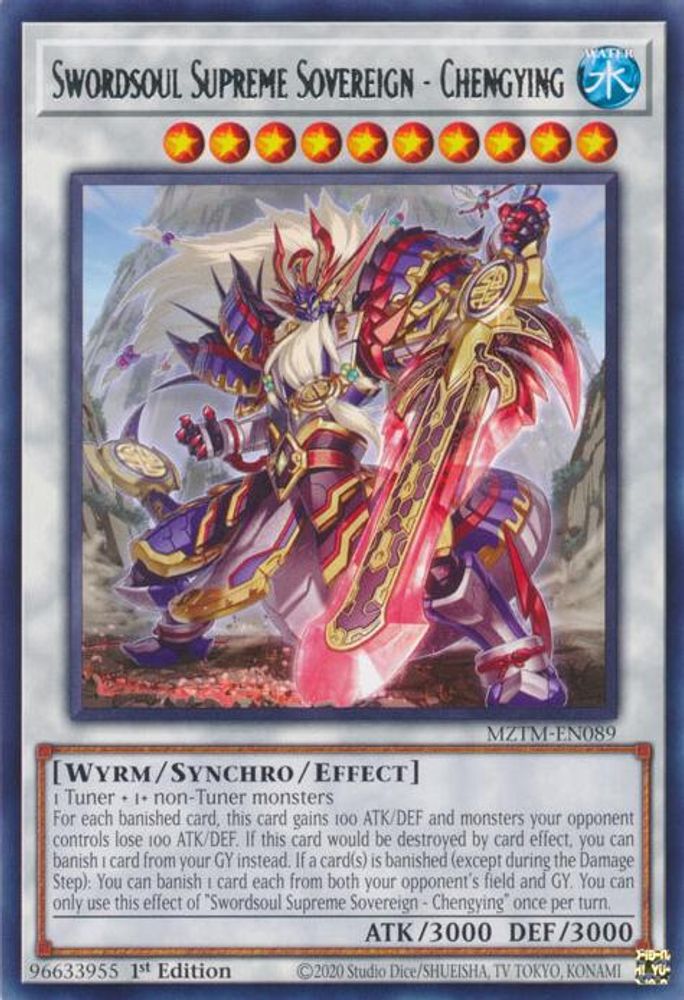 2025 YuGiOh: Maze of the Master (MZTM) - Swordsoul Supreme Sovereign Chengying (#MZTM-EN089, Rare) (1st Edition, Near Mint)
