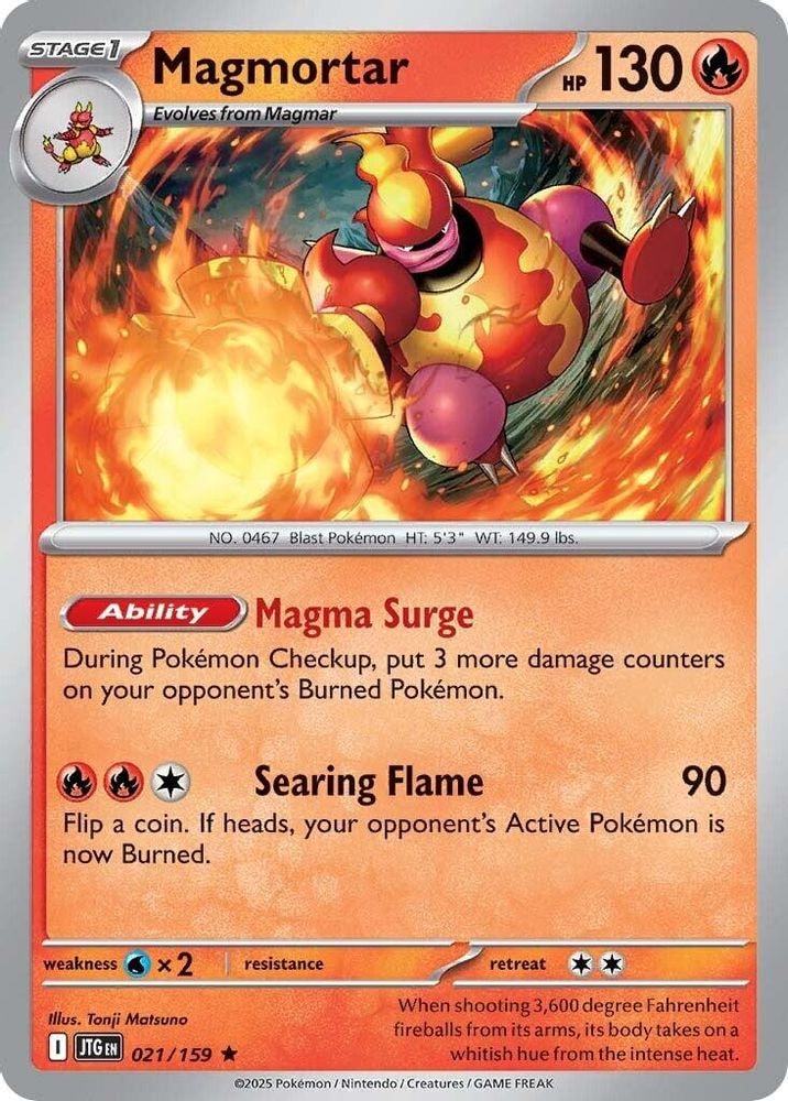 2025 Pokemon: SV09: Journey Together (JTG) - Magmortar (#021/159, Rare)