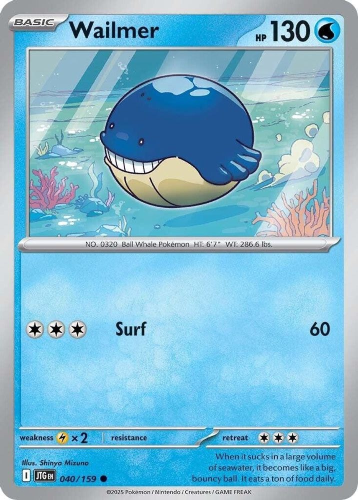 2025 Pokemon: SV09: Journey Together (JTG) - Wailmer (#040/159, Common) (Reverse Holofoil, Near Mint)
