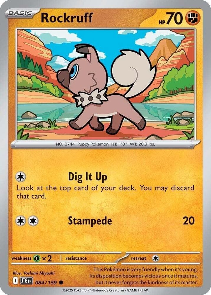2025 Pokemon: SV09: Journey Together (JTG) - Rockruff (#084/159, Common) (Reverse Holofoil, Near Mint)