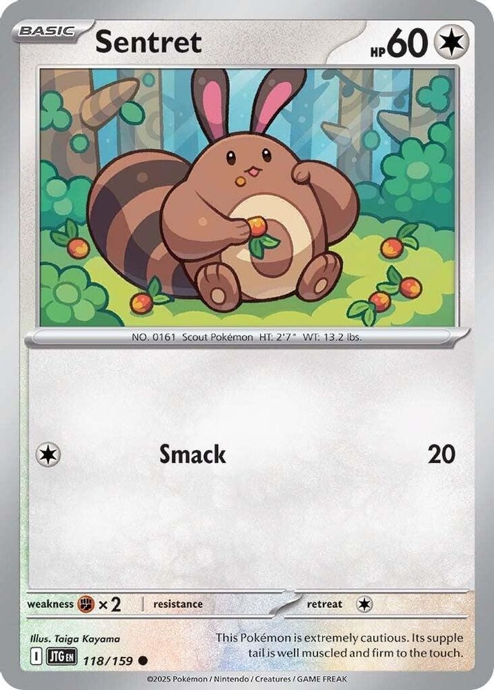 2025 Pokemon: SV09: Journey Together (JTG) - Sentret (#118/159, Common) (Reverse Holofoil, Near Mint)