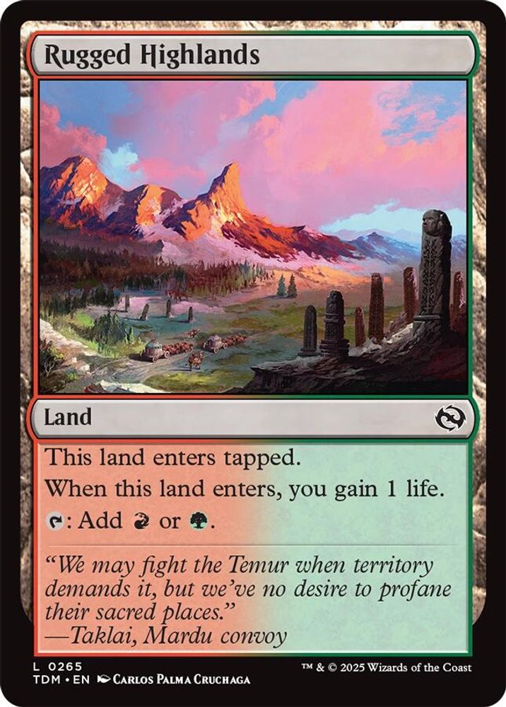 2025 Magic: The Gathering: Tarkir: Dragonstorm (TDM) - Rugged Highlands (#265, Land)