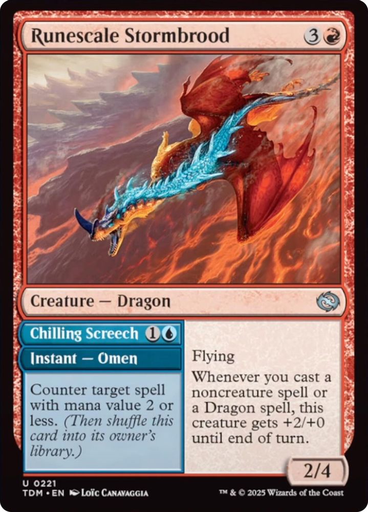 2025 Magic: The Gathering: Tarkir: Dragonstorm (TDM) - Runescale Stormbrood (#221, Uncommon)