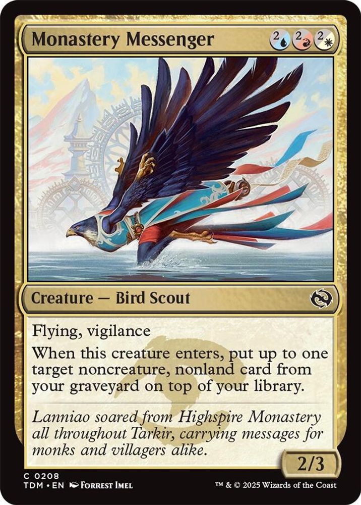 2025 Magic: The Gathering: Tarkir: Dragonstorm (TDM) - Monastery Messenger (#208, Common)