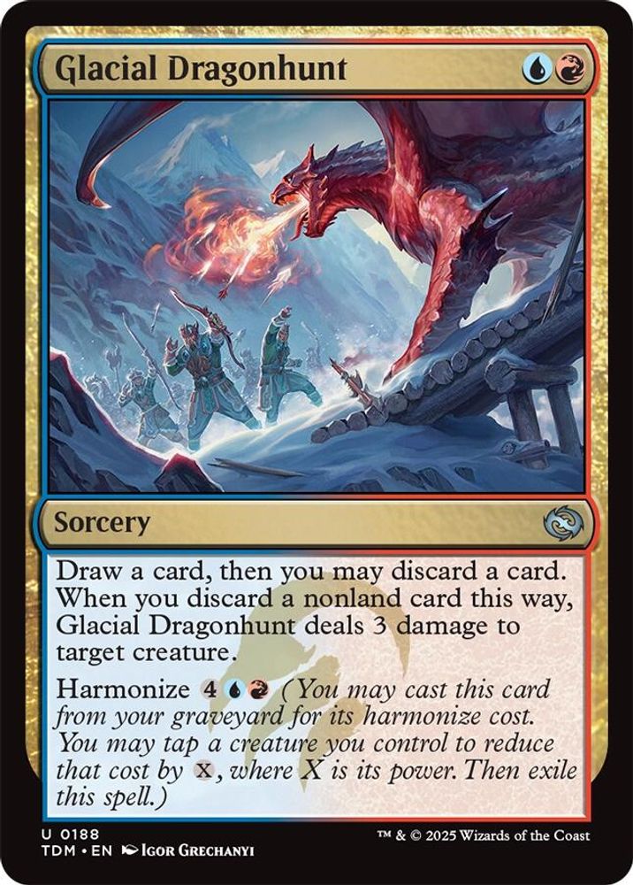 2025 Magic: The Gathering: Tarkir: Dragonstorm (TDM) - Glacial Dragonhunt (#188, Uncommon) (, Near Mint)