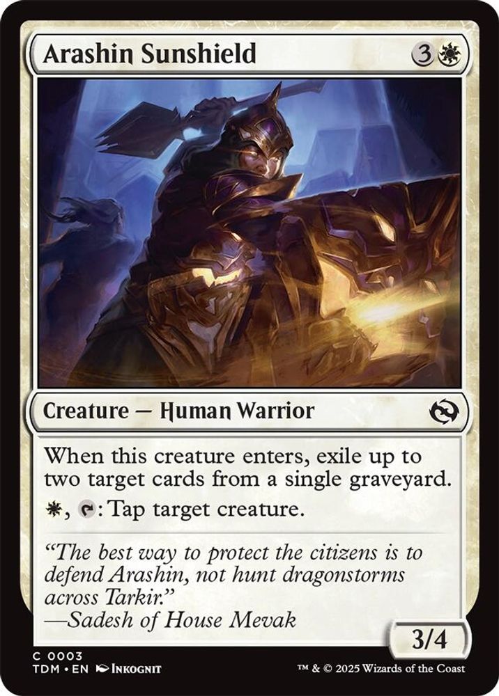 2025 Magic: The Gathering: Tarkir: Dragonstorm (TDM) - Arashin Sunshield (#3, Common)