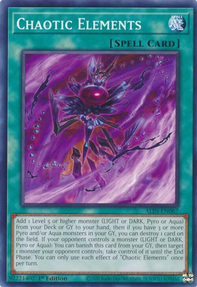 2025 YuGiOh: Alliance Insight (ALIN) - Chaotic Elements (#ALIN-EN067, Common) (1st Edition, Near Mint)
