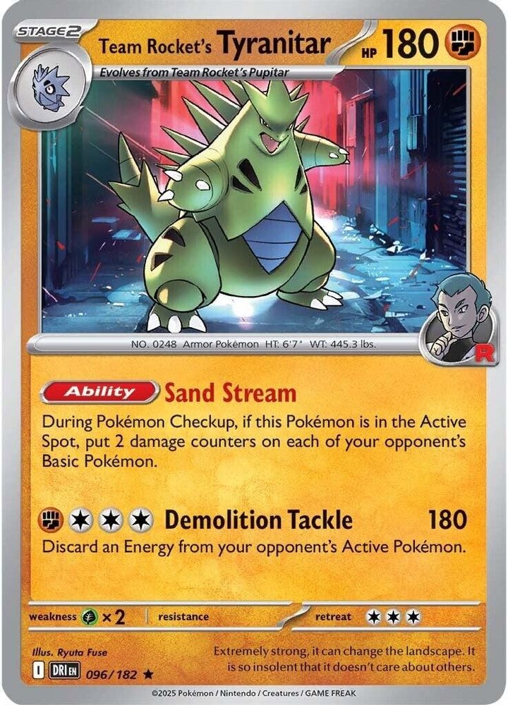 2025 Pokemon: SV10: Destined Rivals (DRI) - Team Rocket's Tyranitar (#096/182, Rare) (Holofoil, Near Mint)
