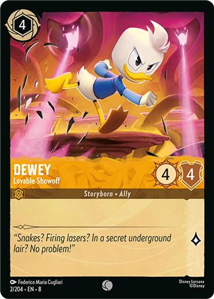 2025 Disney Lorcana: Reign of Jafar (8) - Dewey Lovable Showoff (#2/204, Common) (, Near Mint)