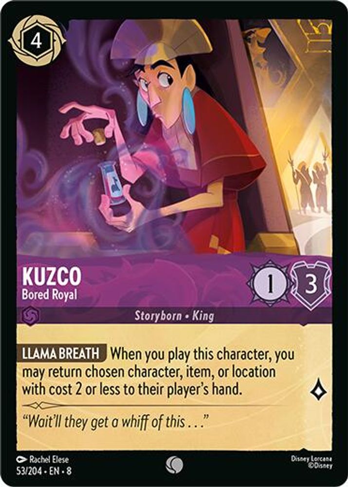 2025 Disney Lorcana: Reign of Jafar (8) - Kuzco Bored Royal (#53/204, Common) (, Near Mint)