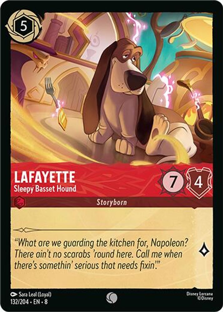 2025 Disney Lorcana: Reign of Jafar (8) - Lafayette Sleepy Basset Hound (#132/204, Common) (, Near Mint)