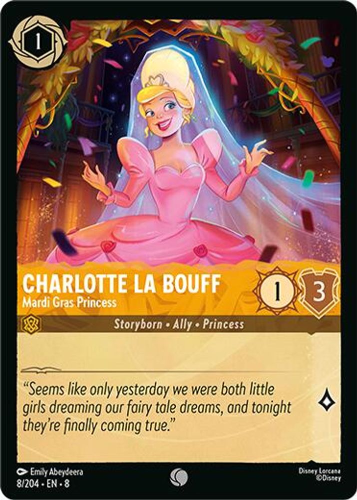 2025 Disney Lorcana: Reign of Jafar (8) - Charlotte La Bouff Mardi Gras Princess (#8/204, Common) (, Near Mint)