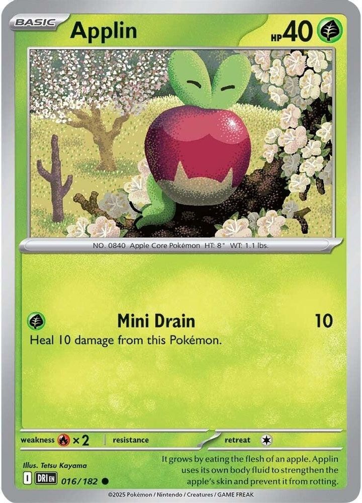 2025 Pokemon: SV10: Destined Rivals (DRI) - Applin (#016/182, Common) (Reverse Holofoil, Near Mint)