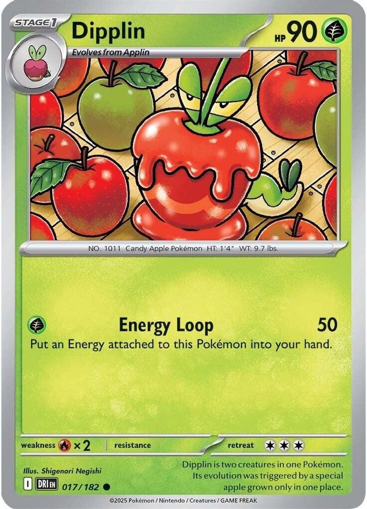 2025 Pokemon: SV10: Destined Rivals (DRI) - Dipplin (#017/182, Common) (Reverse Holofoil, Near Mint)