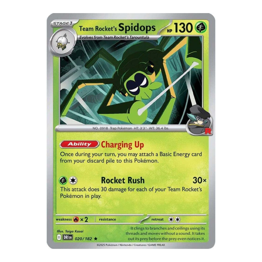 2025 Pokemon: SV10: Destined Rivals (DRI) - Team Rockets Spidops 020 182 (#020/182, Rare) (Holofoil, Near Mint)