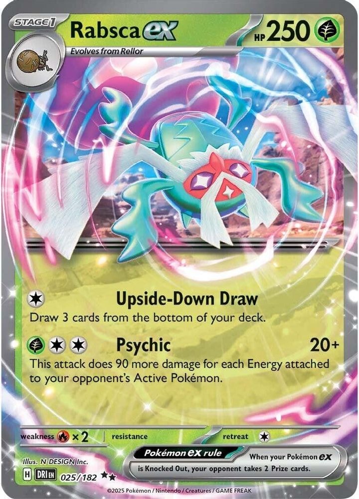2025 Pokemon: SV10: Destined Rivals (DRI) - Rabsca ex (#025/182, Double Rare) (Holofoil, Near Mint)