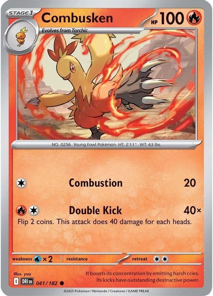 2025 Pokemon: SV10: Destined Rivals (DRI) - Combusken (#041/182, Common) (Reverse Holofoil, Near Mint)